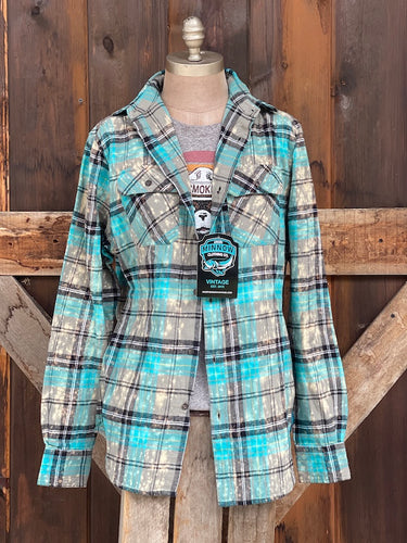 Make a Wish and Fly Art Flannel- Boho Blue